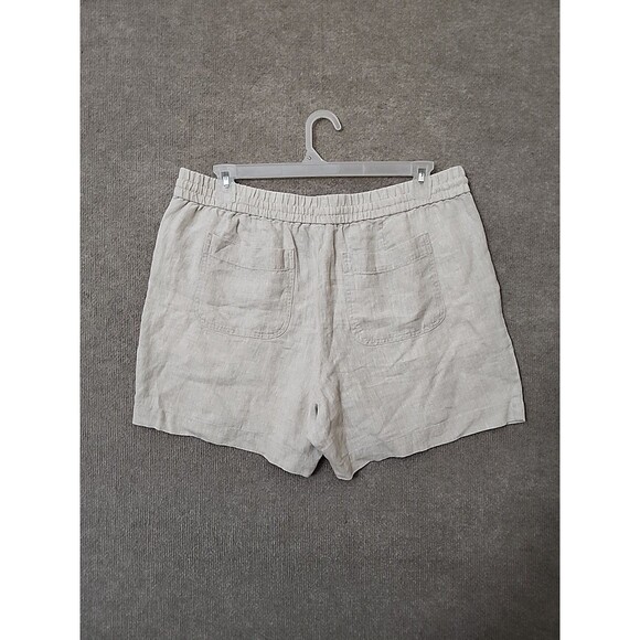 Talbots 100% Linen Shorts Womens XL Petite Natural Beige Drawstring Elastic NEW - Picture 4 of 8
